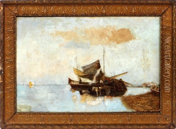 Harbor Scene Oil Painting - Guglielmo Ciardi
