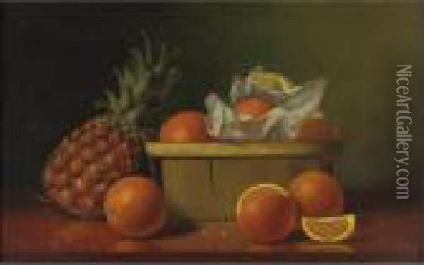 Still Life With Oranges And Pineapple Oil Painting - Albert F. King