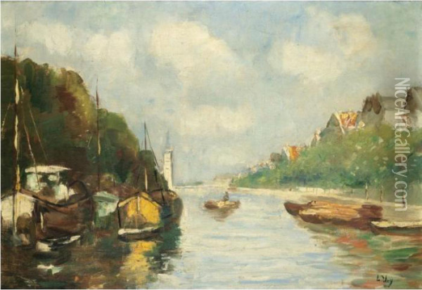 Amsterdamer Graeft (amsterdam Canal) Oil Painting - Lesser Ury