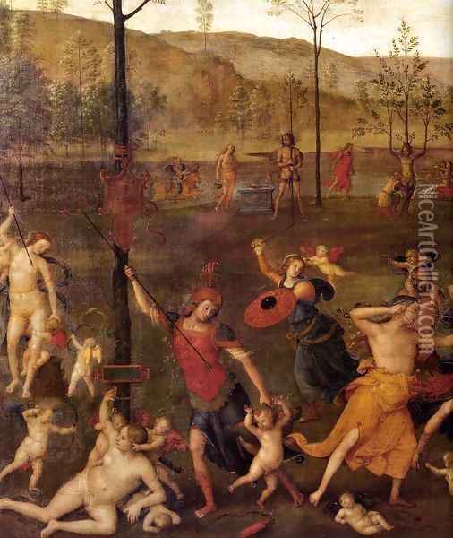 Combat of Love and Chastity (detail) Oil Painting - Alvaro Di Pietro (Pirez D'Evora)