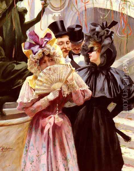 Sortie Du Bal A L'Opera De Paris (Leaving the Ball at L'Opera de Paris) Oil Painting - Pierra Ribera