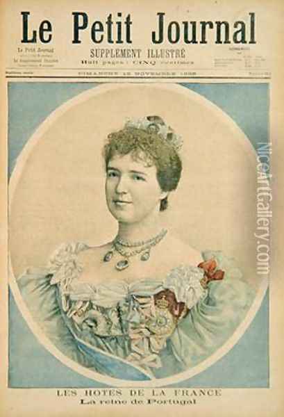Portrait of Queen Amelia of Portugal 1865-1951 from Le Petit Journal 15th November 1896 Oil Painting - Fortune Louis Meaulle