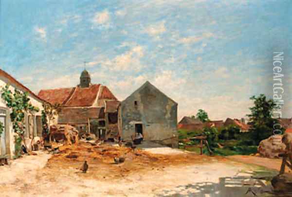 The farmyard Oil Painting - Albert Gabriel Rigolot