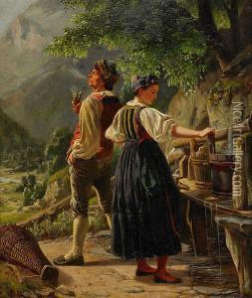 The Lovers Quarrel Oil Painting - Joseph Schex
