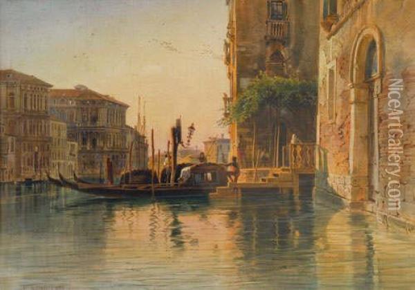 Grand Canal Oil Painting - Carl Friedrich H. Werner
