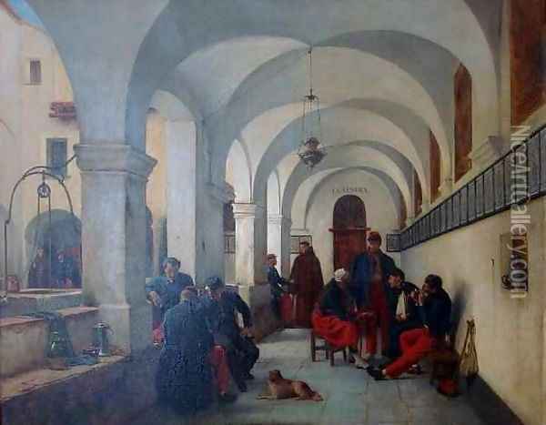 French Soldiers at the Cimiez Monastery Oil Painting - Theophile (Francois Theophile Etienne) Gide