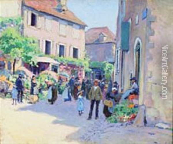 A Sunny Day In A French City Oil Painting - Paul Madeline