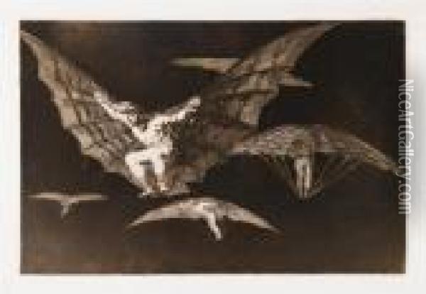 Modo De Volar. Oil Painting - Francisco De Goya y Lucientes