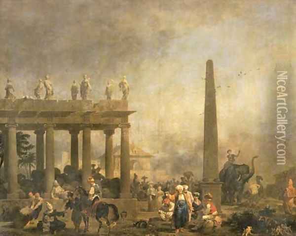 Figures among Ruins Oil Painting - Nicolas Antoine Taunay
