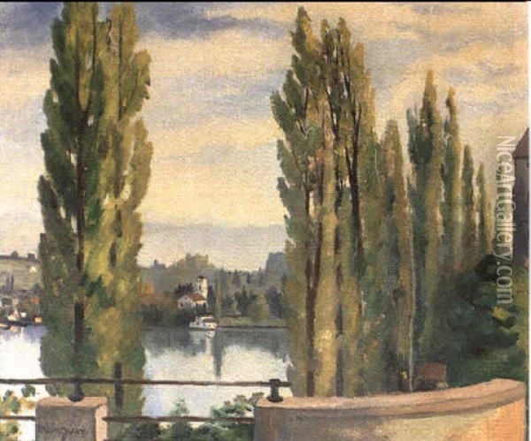 Terrasse Sur Le Fleuve Oil Painting - Henri Charles Manguin
