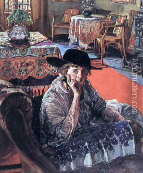 Cleo in the salon 1916 Oil Painting - Izsak Perlmutter