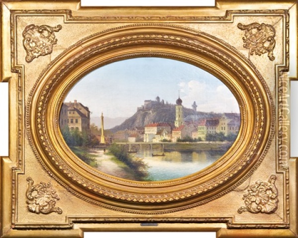 Blick Auf Graz Oil Painting - Johann Wilhelm Jankowski