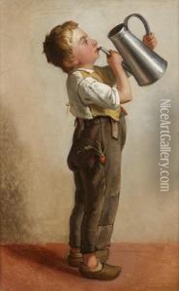The Young Drinker Oil Painting - Pericles Pantazis