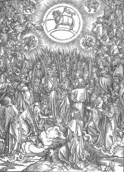 The Revelation of St John, 13. The Adoration of the Lamb and the Hymn of the Chosen Oil Painting - Albrecht Durer