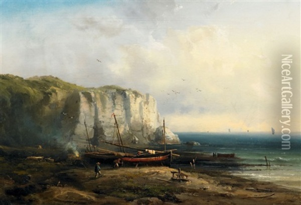 An Der Sudenglischen Kuste Bei Dover Oil Painting - Franz Emil Krause