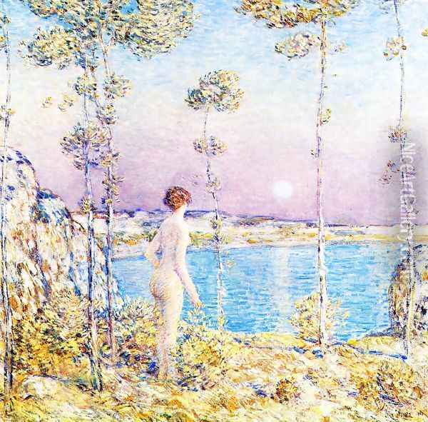 Moonrise at Sunset 2 Oil Painting - Childe Hassam