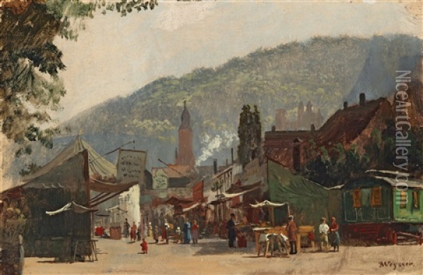 Herbstmesse Auf Dem Jubilaumsplatz In Heidelberg Oil Painting - Karl Weysser