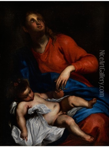 Madonna Mit Schlafendem Christuskind Oil Painting - Massimo Stanzione