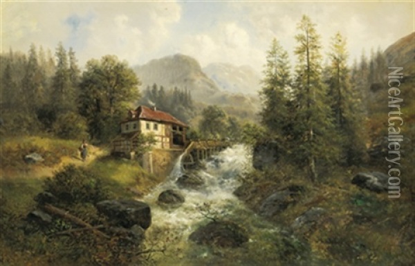 Motiv Bei Schladming In Der Steiermark Oil Painting - Franz Barbarini