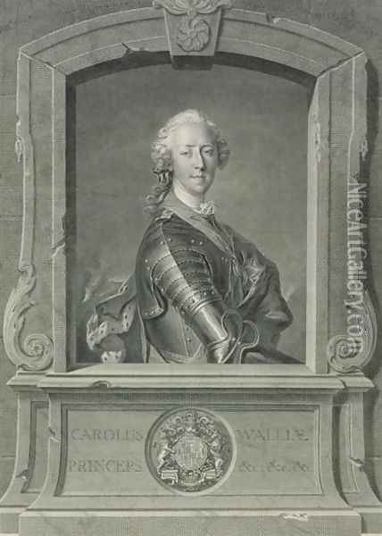 Prince Charles Edward Stuart 1720-88, engraved by J.G. Wille, 1748 Oil Painting - Louis Tocque