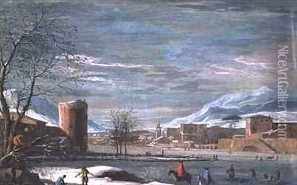 Winter Landscape Oil Painting - (attr.) Filippi, Paolo de