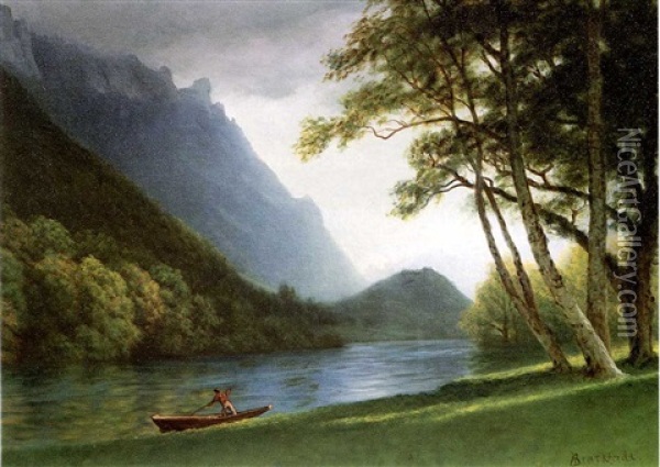 A Mountain Stream Oil Painting - Albert Bierstadt