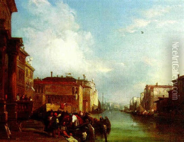 The Grand Canal, Venice, With S. Simeone Piccolo Oil Painting - Edward Pritchett