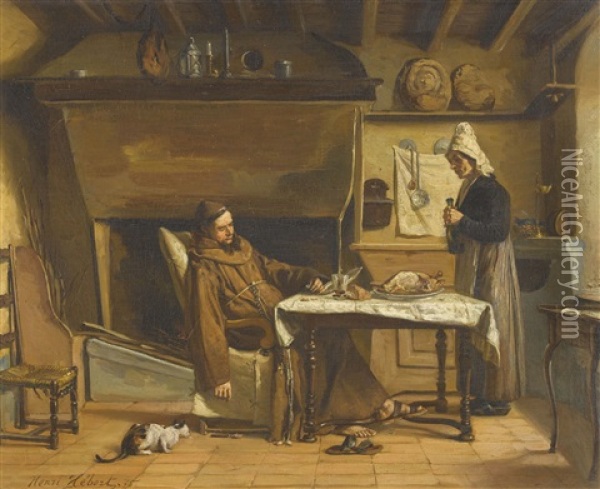 Der Schlafende Monch Oil Painting - Henri Hebert