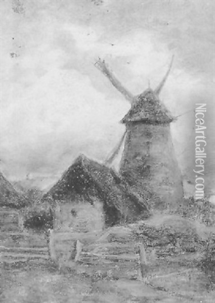 Windmuhle Bei Einem Bauernhof Oil Painting - Remigius Adrianus van Haanen