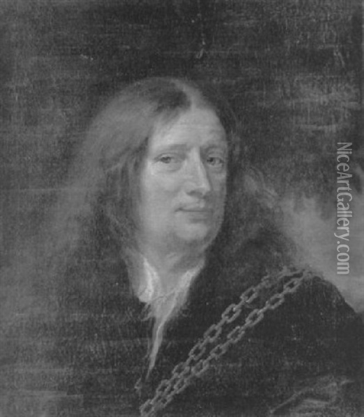 Portrait D'homme Aux Cheveux Longs Oil Painting - Lucas Franchoys the Younger