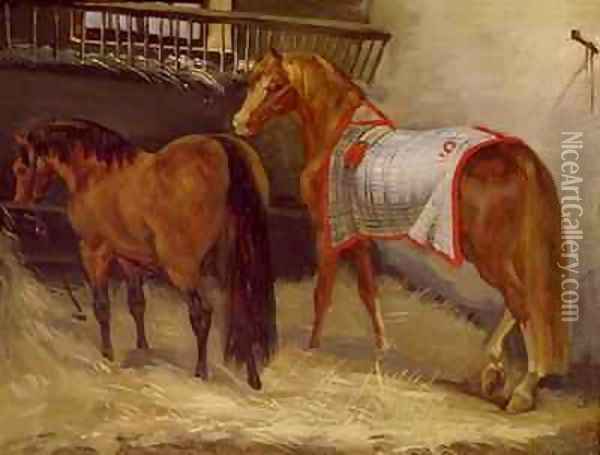 Horses in the Stables Oil Painting - Theodore Gericault