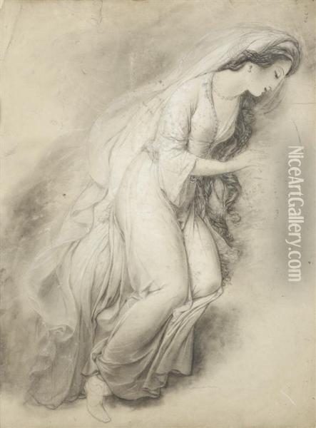 Etude Pour La Figure De Haidee Dans <la Mort De Don Juan> Oil Painting - Joseph Ferdinand Lancrenon