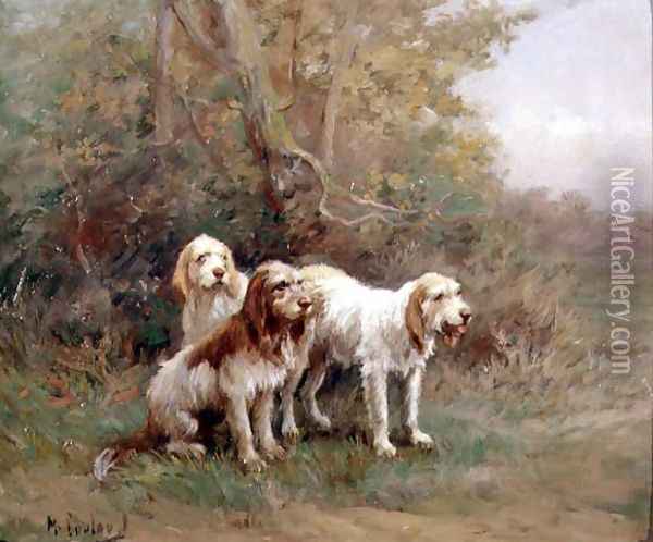 Otterhounds in a Landscape Oil Painting - Martin Coulaud