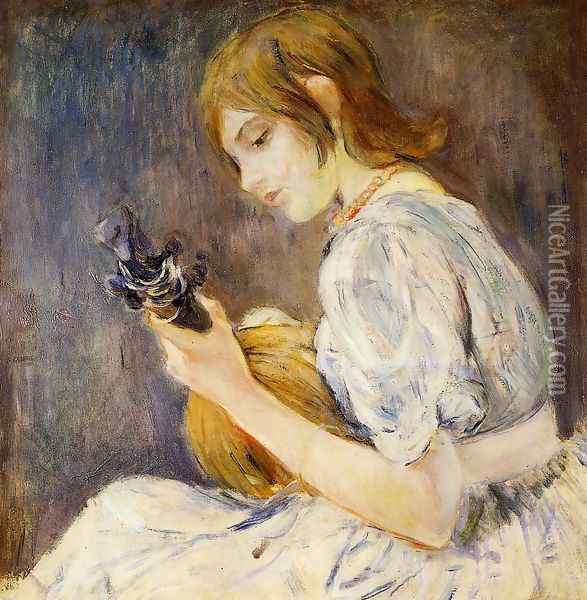 The Mandolin Oil Painting - Berthe Morisot