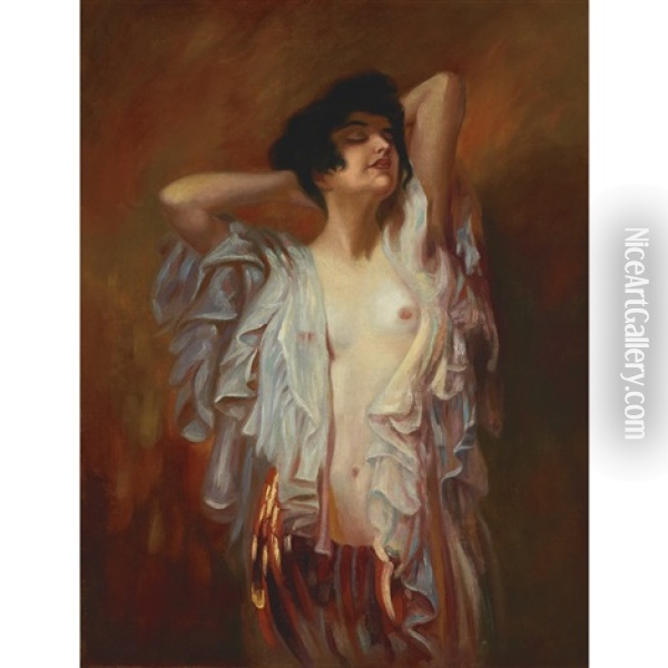 Draped Woman Oil Painting - Ambrogio Antonio Alciati