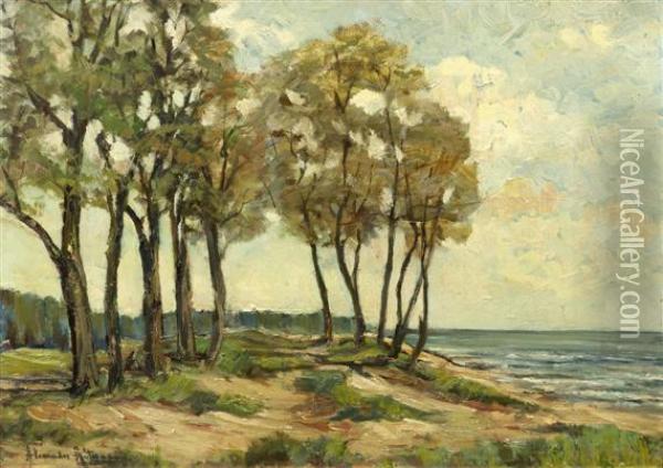 Lakeside Landscape Oil Painting - Alexander Altmann
