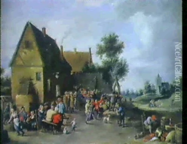Bauernhochzeit Vor Einem Wirtshaus Oil Painting - Thomas Van Apshoven