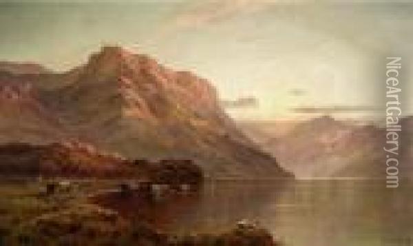 Breanski, Alfred Fontville The Elder . Loch Etive In Argyllshire In West Scotland Oil Painting - Alfred de Breanski