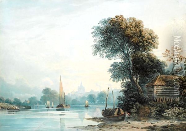 On The Thames, Chiswick Oil Painting - John Varley