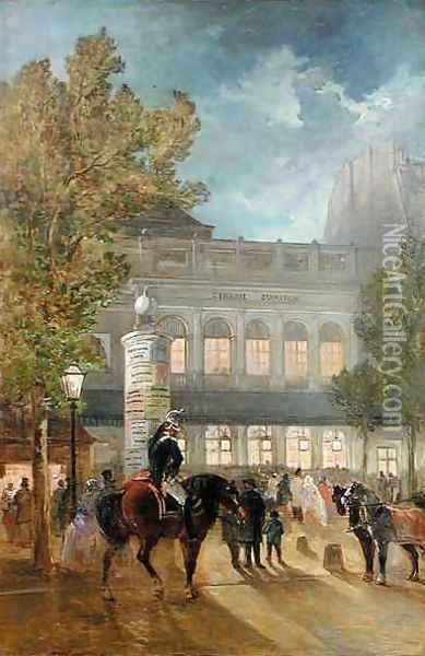 The Theatre Gymnase Evening Oil Painting - Jules Hereau