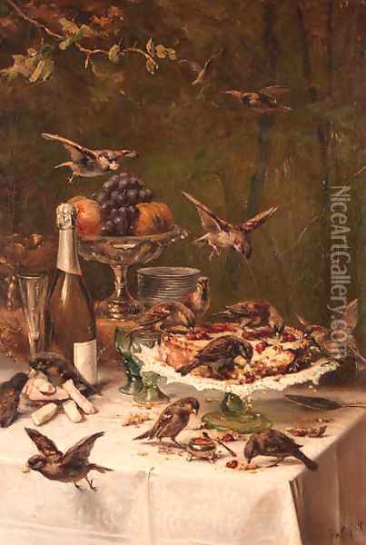 A tempting banquet Oil Painting - Johannes Frederik Hulk