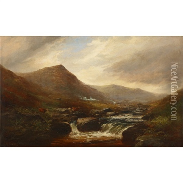 Devonshire River Landscape Near Hay Tor, Dartmoor Oil Painting - George Henry Jenkins