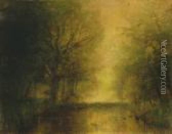 Riverside, About 1900 Oil Painting - Laszlo Mednyanszky