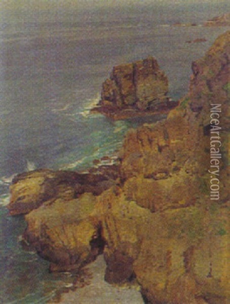Felsenkuste Von Capri Oil Painting - Karl Theodor Boehme