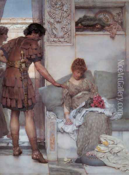 A Silent Greeting Oil Painting - Sir Lawrence Alma-Tadema