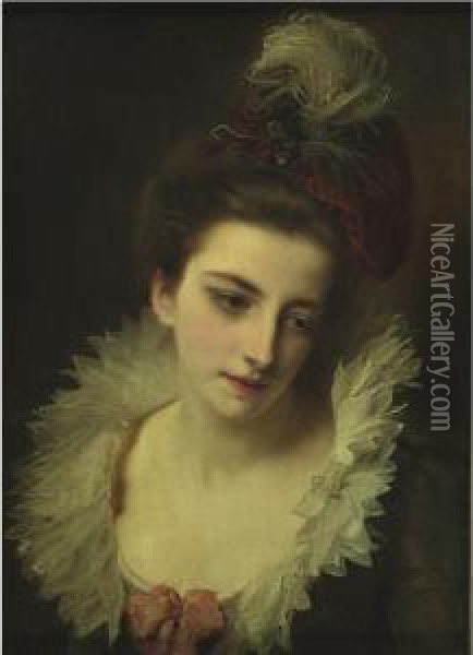 Pensive Beauty Oil Painting - Gustave Jean Jacquet