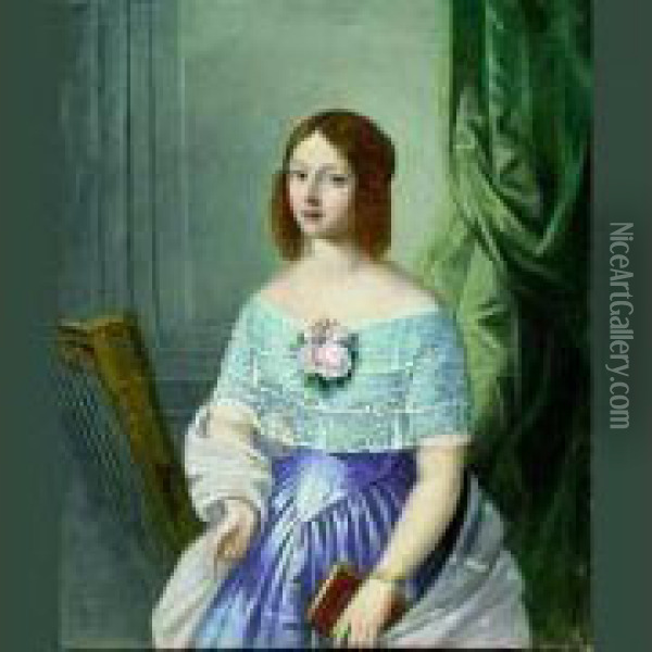 Portrait De Jeune Femme En Buste Oil Painting - Adele Romanee Romany