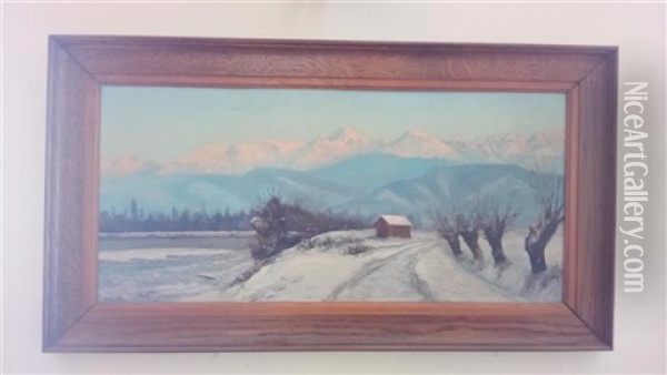 Montagne De Belledonne Au Couchant Oil Painting - Paul Berthier