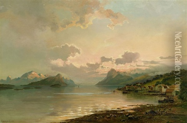 Motiv Fran Sognefjorden Oil Painting - Josephina Holmlund