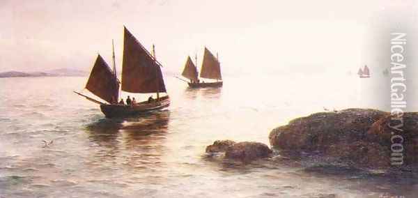 Fishing off the Coast of Penzance Oil Painting - David James